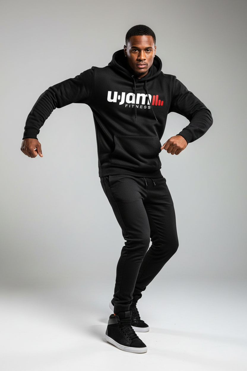 Premium Black Hoodie w/Red & White U-Jam Logo