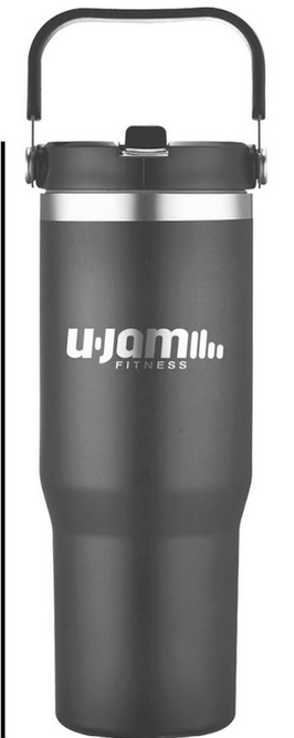 Black Tumbler 30z w/Engraved U-Jam Fitness Logo