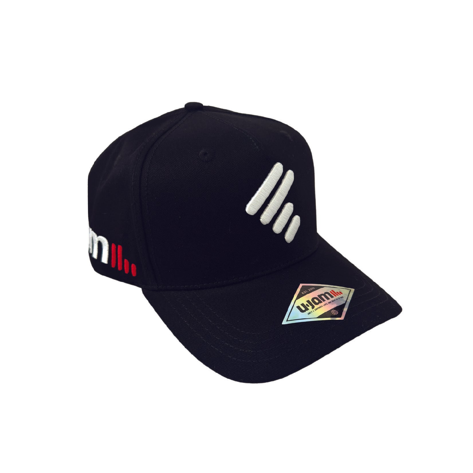 Black Unity Mark Signature Snapback Hat w/side U-Jam Logo