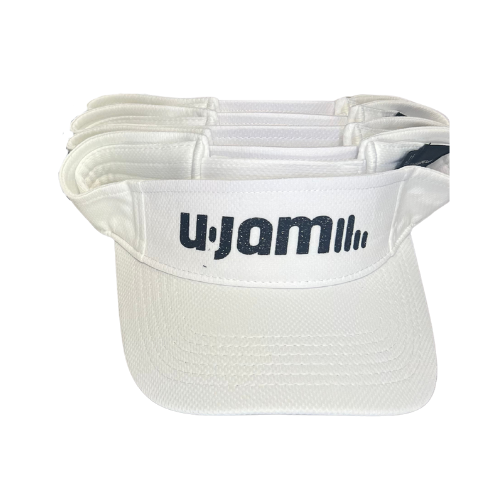 White Visor with Black Glitter U-Jam Logo